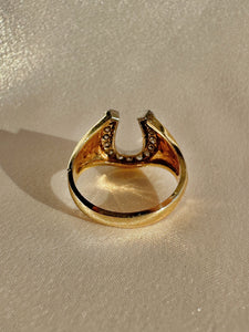 Vintage Diamond Satin Horseshoe Ring