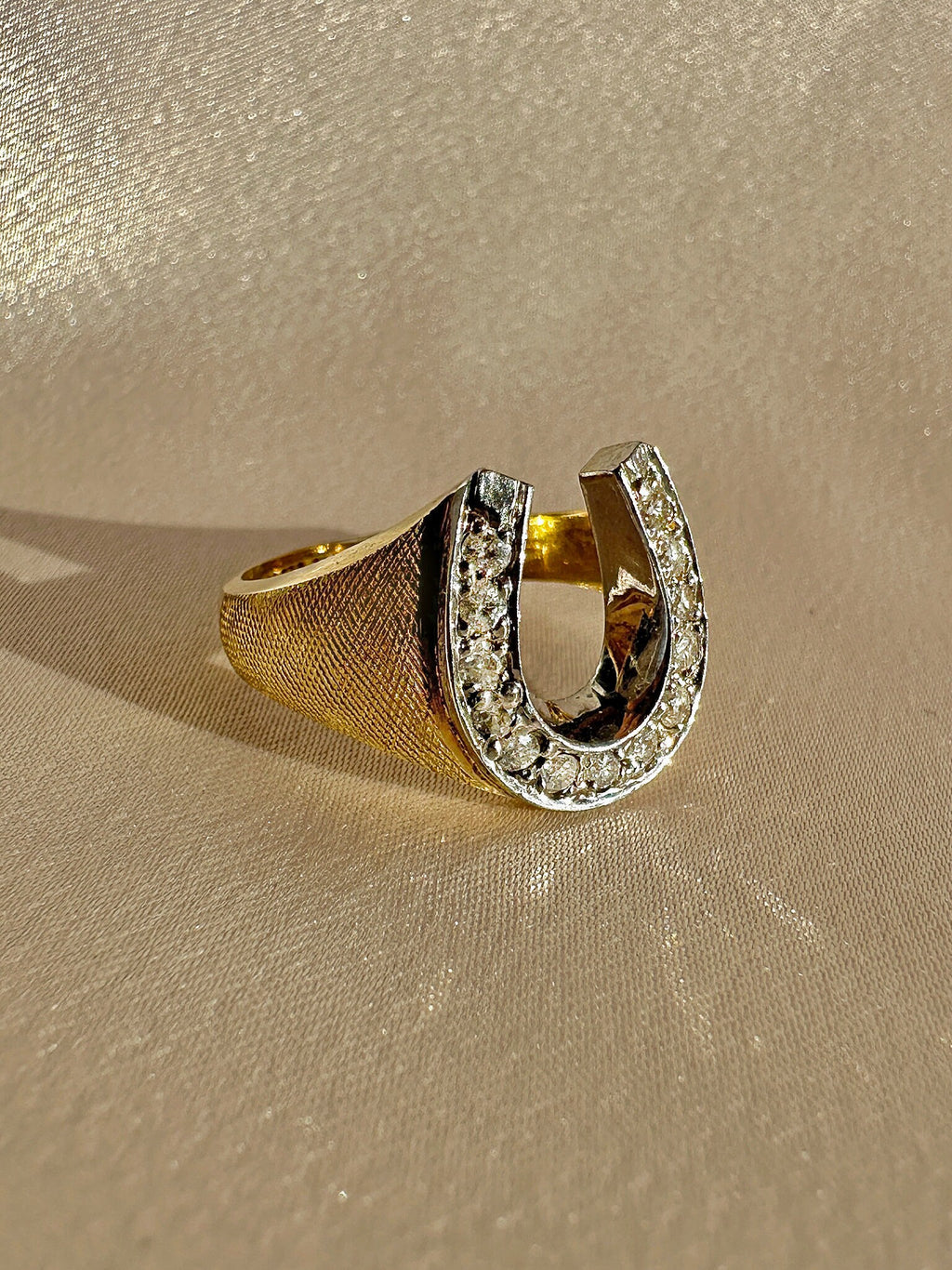Vintage Diamond Satin Horseshoe Ring