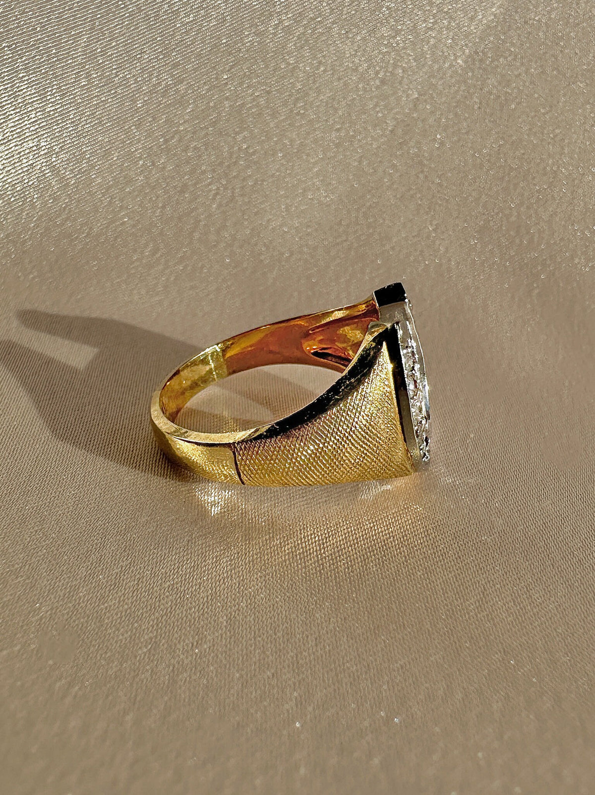 Vintage Diamond Satin Horseshoe Ring