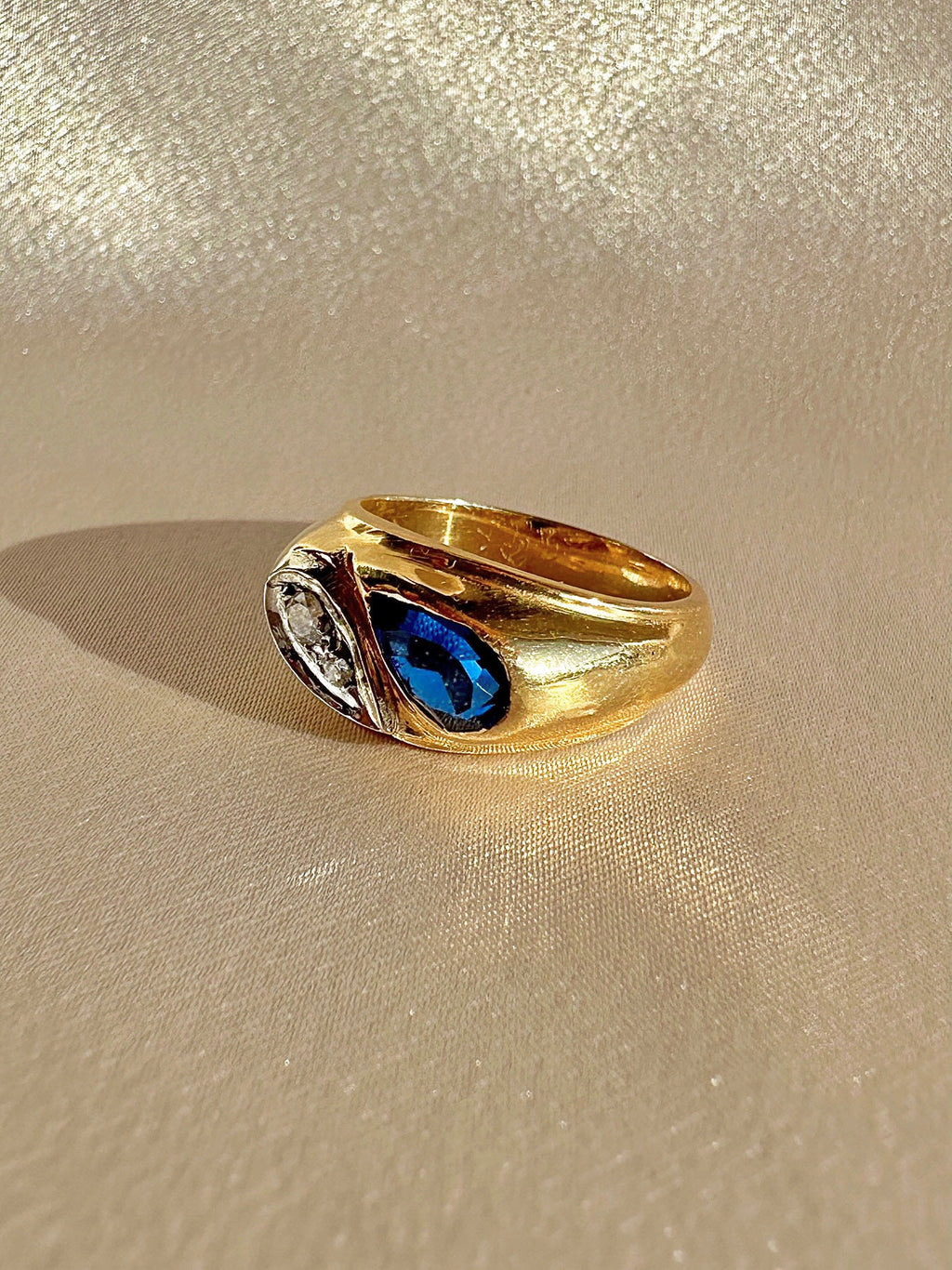 Vintage Sapphire Diamond Pear Soprano Ring
