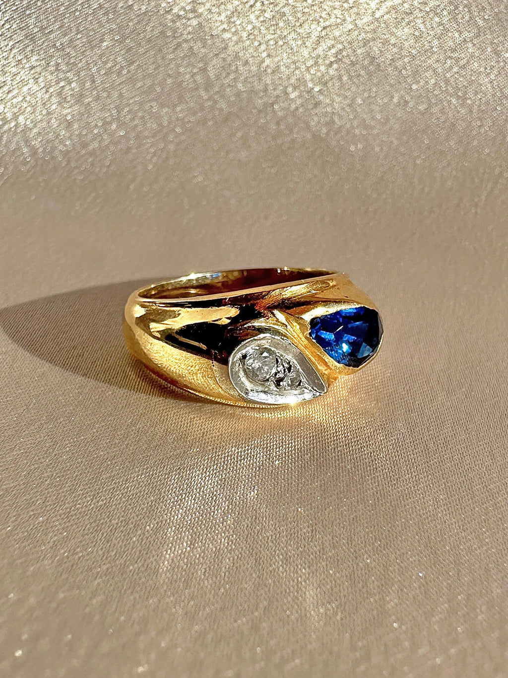 Vintage Sapphire Diamond Pear Soprano Ring