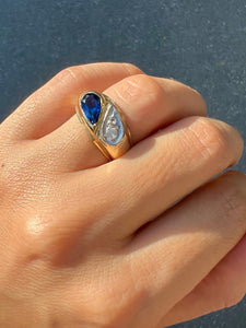 Vintage Sapphire Diamond Pear Soprano Ring