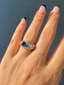 Vintage Sapphire Diamond Pear Soprano Ring