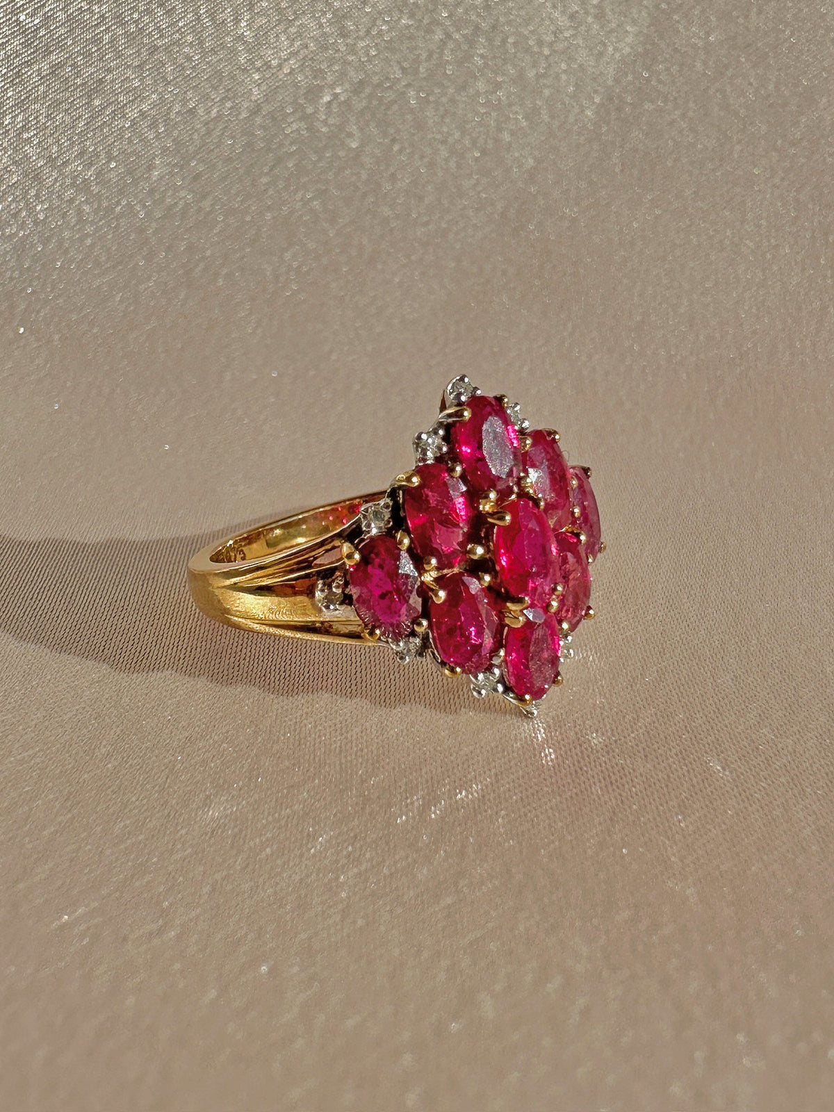 Vintage Ruby Diamond Oval Marquise Ring