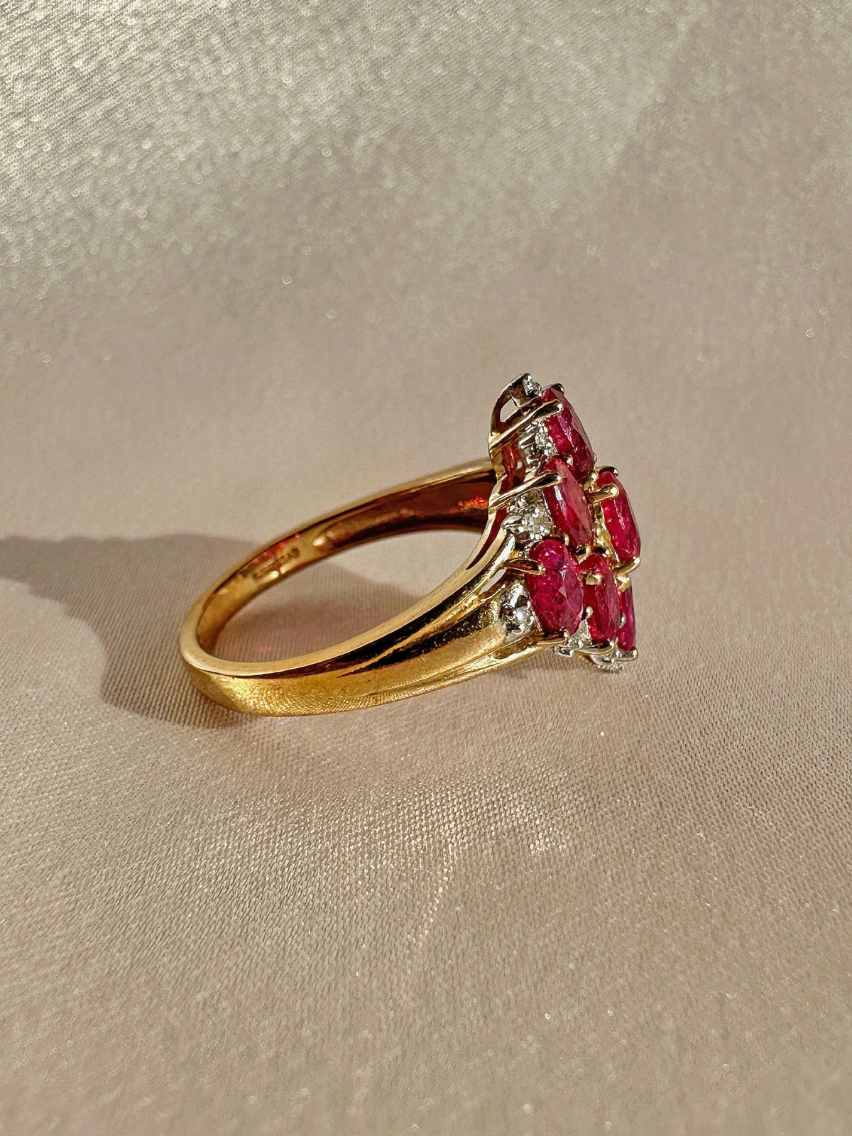 Vintage Ruby Diamond Oval Marquise Ring