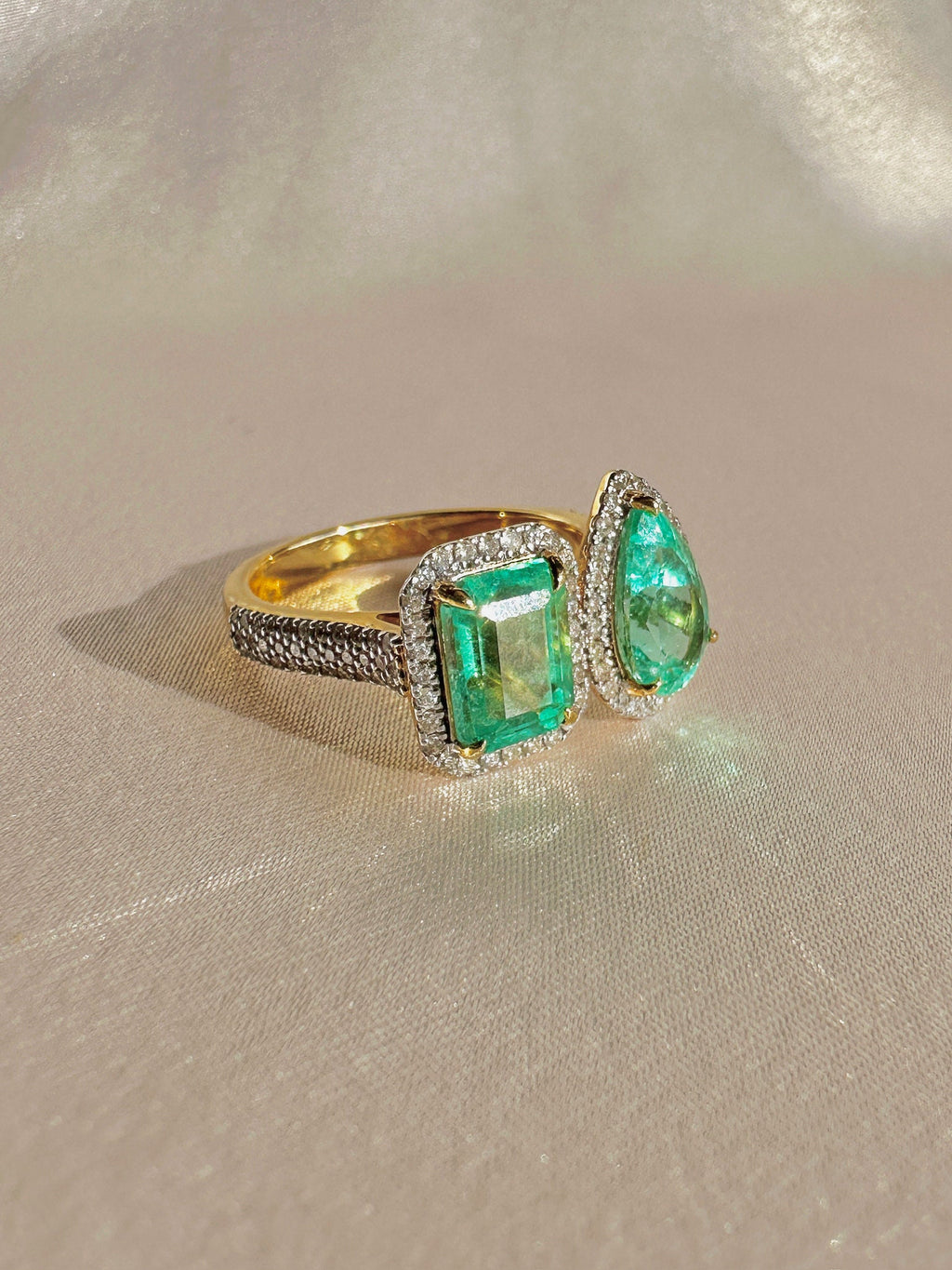 Emerald Diamond Toi et Moi Ring 3.50cts