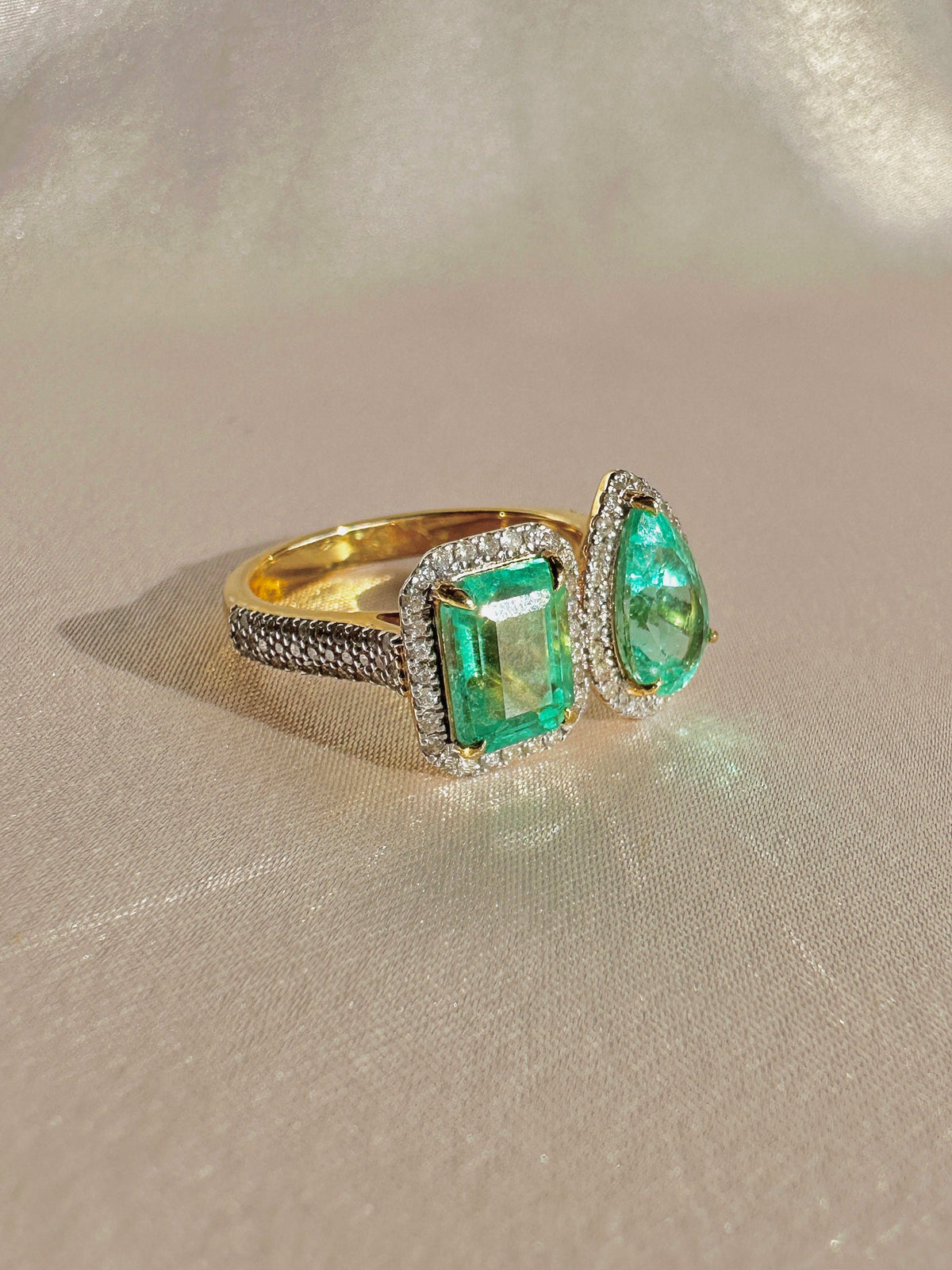 Emerald Diamond Toi et Moi Ring 3.50cts