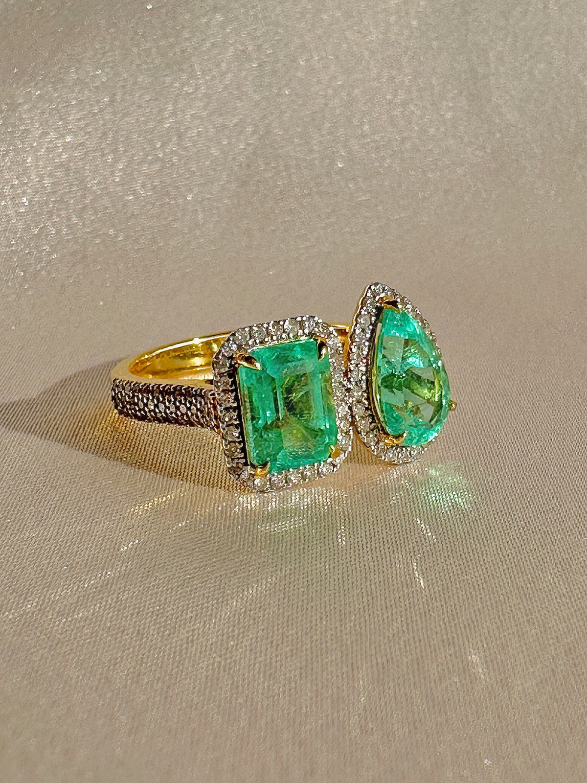 Emerald Diamond Toi et Moi Ring 3.50cts