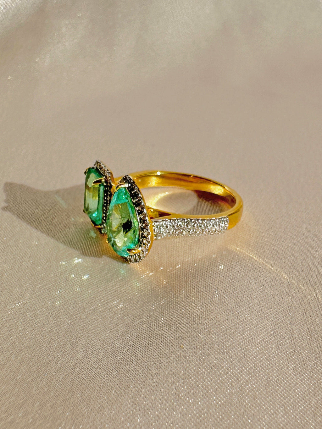 Emerald Diamond Toi et Moi Ring 3.50cts