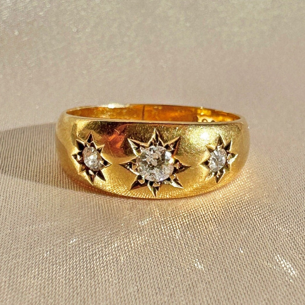 Antique 18k Diamond Euro Starburst Trilogy 1899