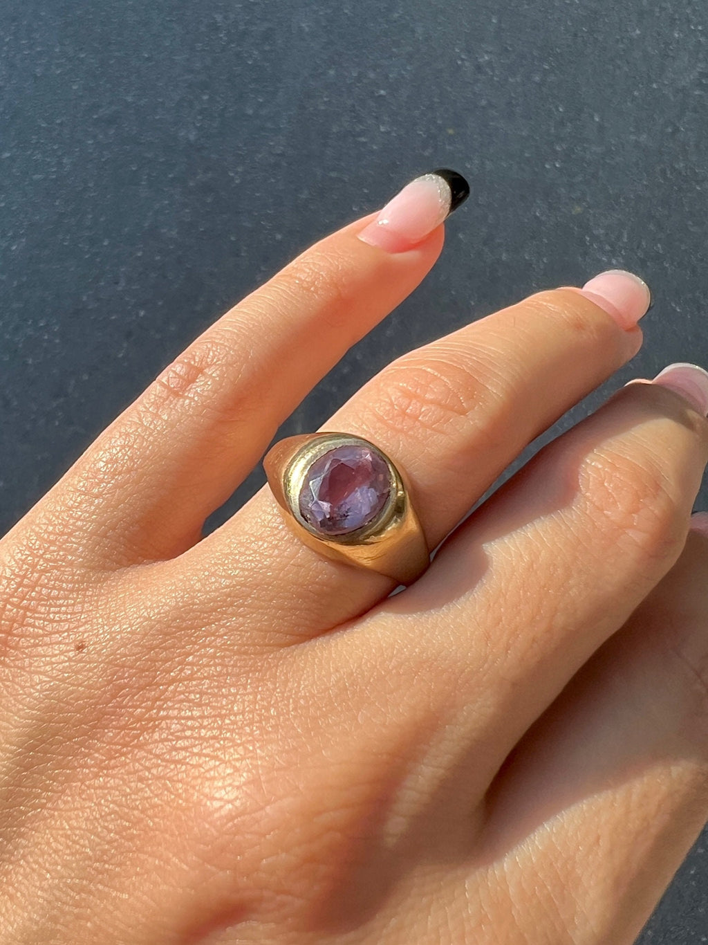 Antique Lilac Amethyst Signet Ring 1916