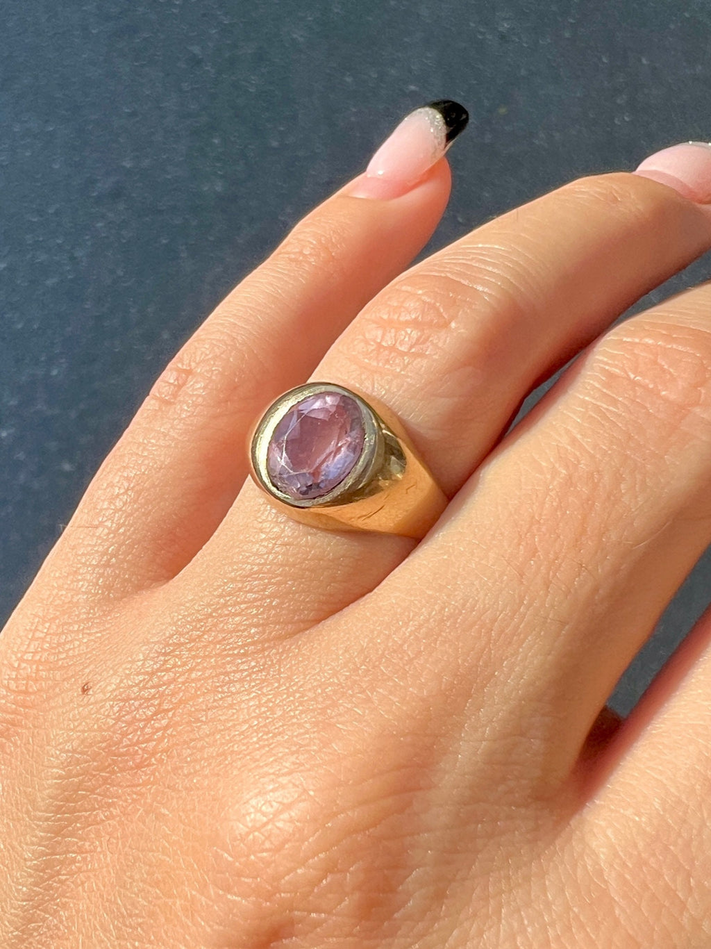 Antique Lilac Amethyst Signet Ring 1916
