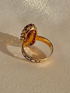 Antique Citrine Deco Floral Dress Ring