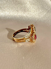 Load image into Gallery viewer, Antique Ruby Sapphire Diamond Toi et Moi Ring
