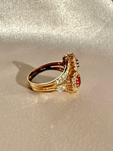 Antique Ruby Sapphire Diamond Toi et Moi Ring