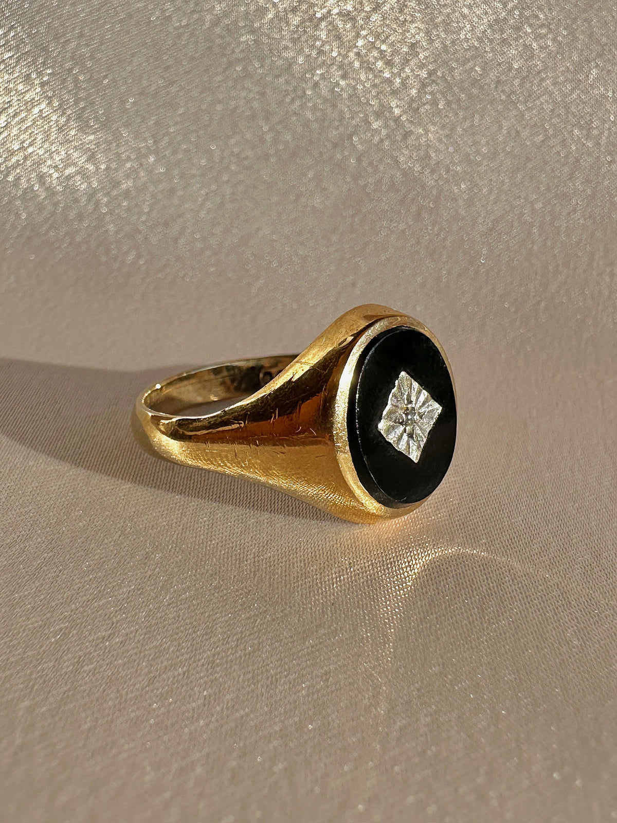 Vintage Onyx Diamond Oval Signet 1967
