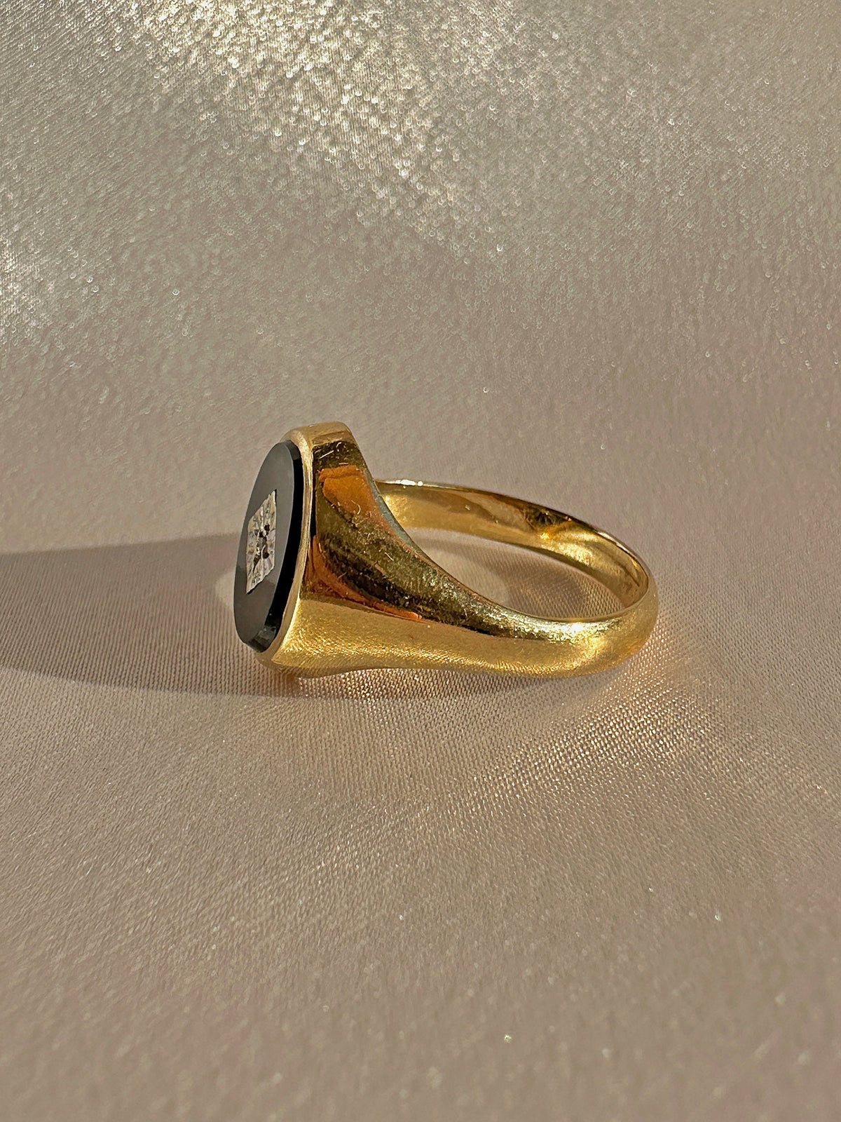 Vintage Onyx Diamond Oval Signet 1967