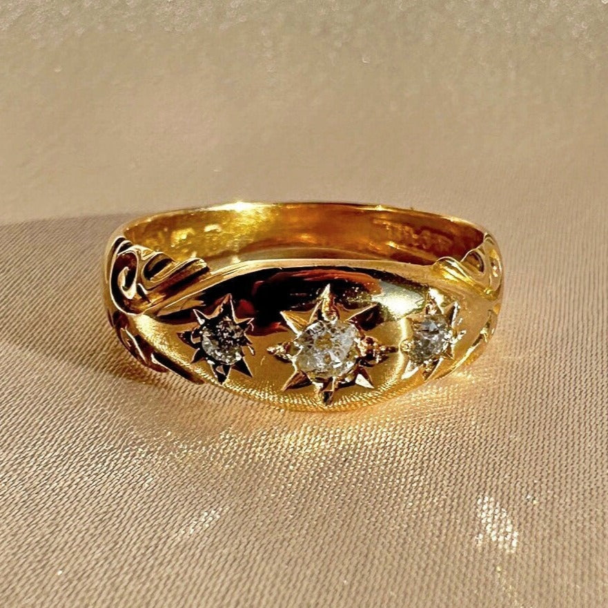 Antique Diamond Trilogy Starburst Ring
