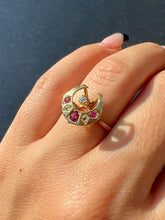 Load image into Gallery viewer, Vintage Ruby Diamond Moon Star Ring 1977

