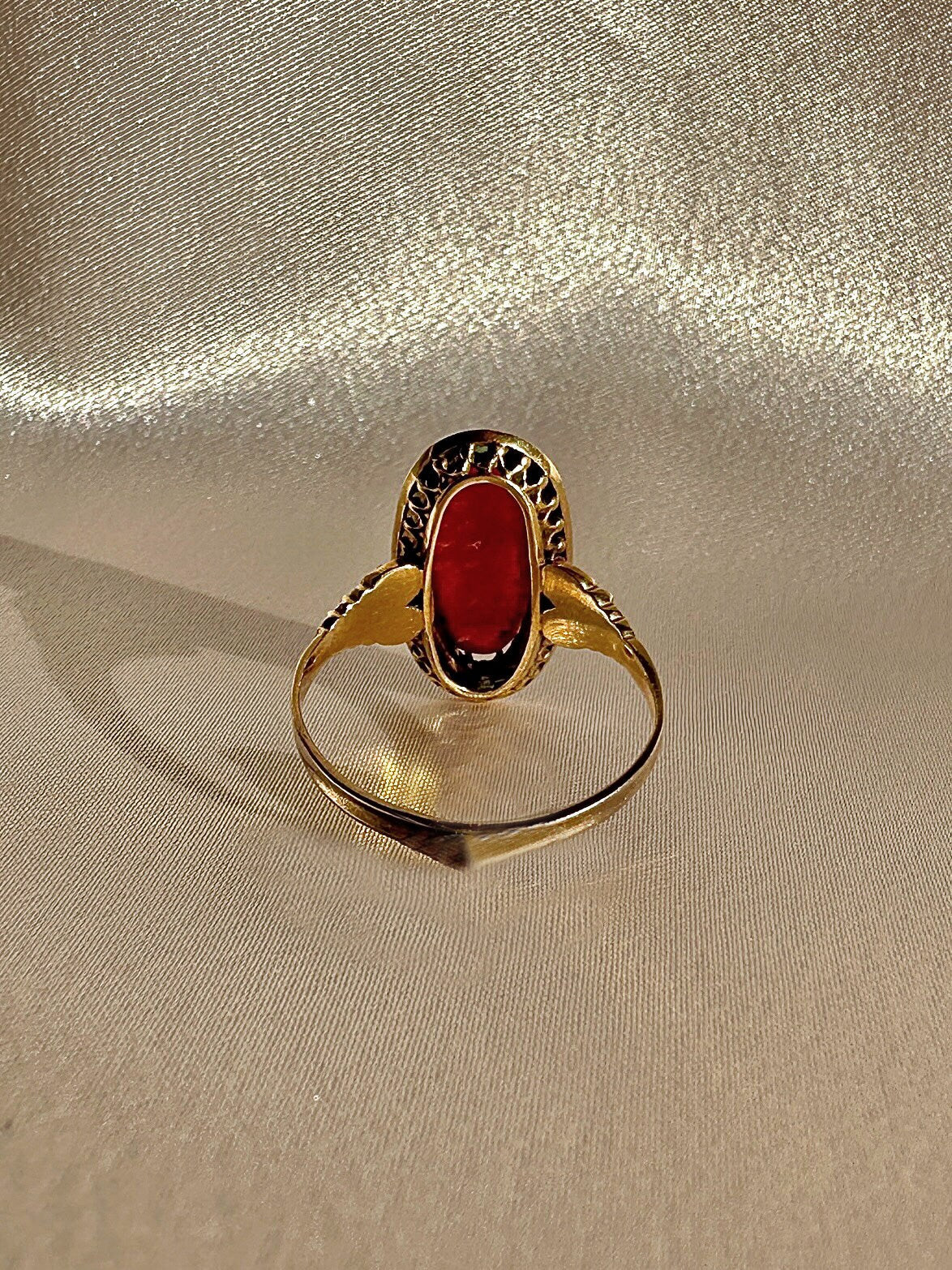 Antique Carnelian Emerald Pearl Cameo Ring