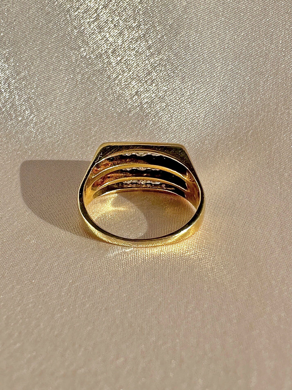 Vintage Diamond Pave Row Signet Ring