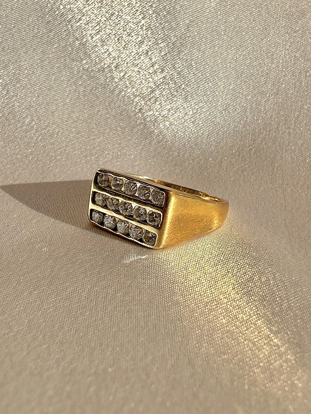 Vintage Diamond Pave Row Signet Ring