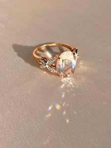 Vintage 9k Morganite Diamond Butterfly Ring