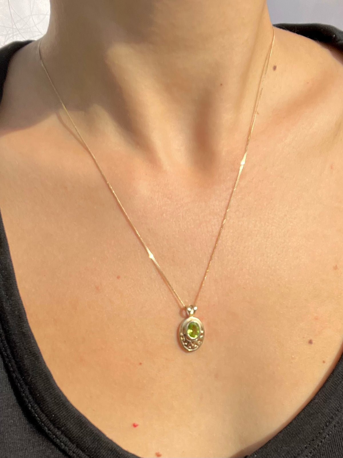 Vintage 9k Peridot Art Nouveau Revival Necklace