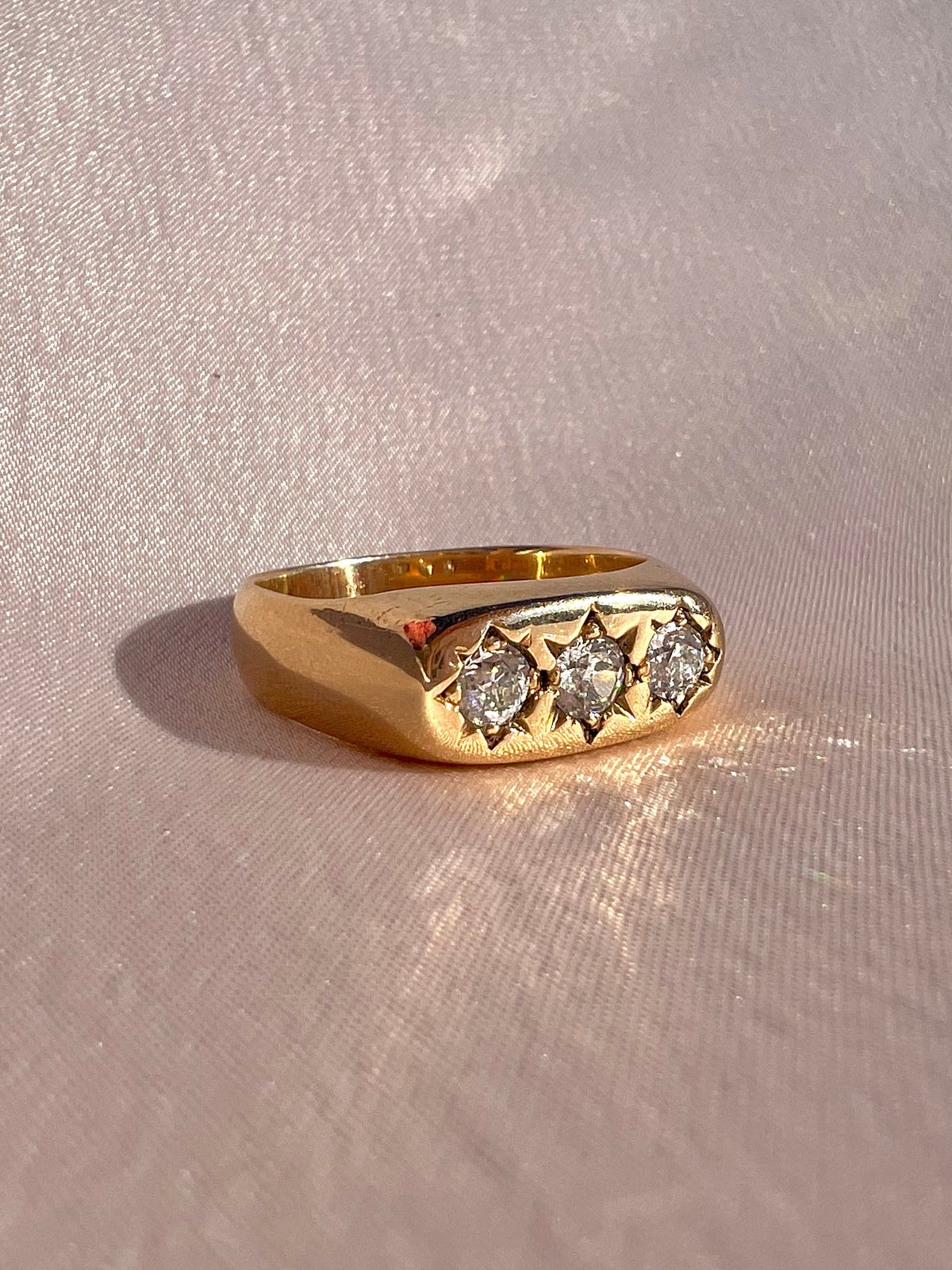 Vintage 14k Old European Diamond Trilogy Starburst Ring 1998 0.60 cts