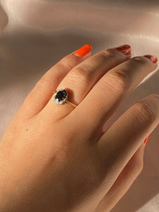Vintage 9k Sapphire Diamond Halo Ring