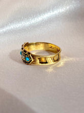 Load image into Gallery viewer, Antique 15k Turquoise Pearl Enamel Ring 1890

