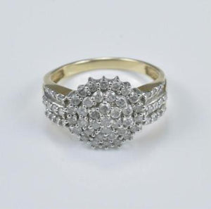 Vintage 9k Diamond Cluster Ring