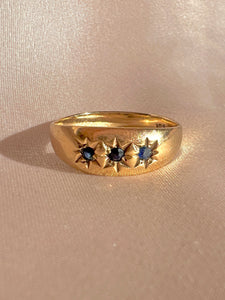Antique 9k Sapphire Starburst Trilogy Ring