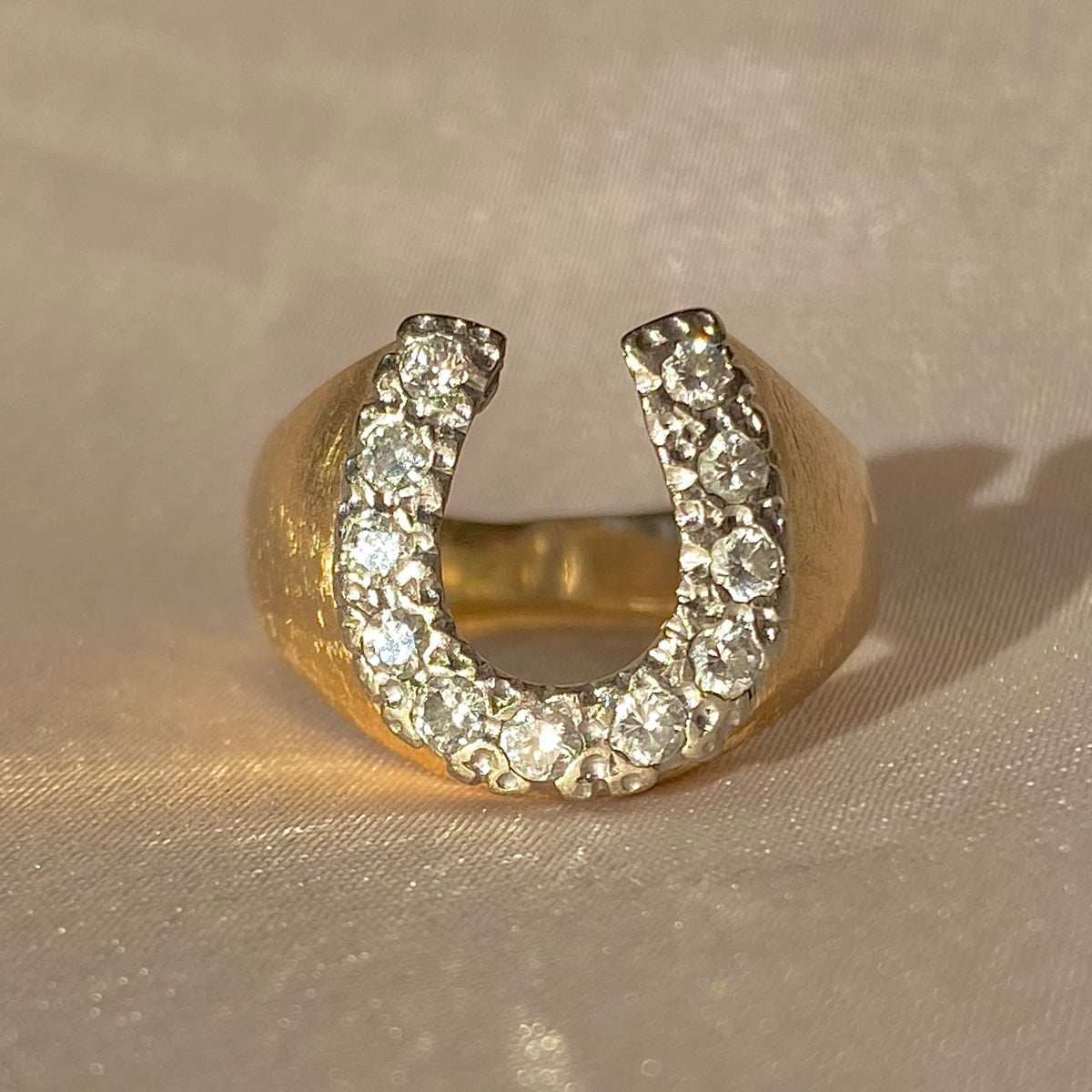 Vintage 14k Diamond Horseshoe Ring