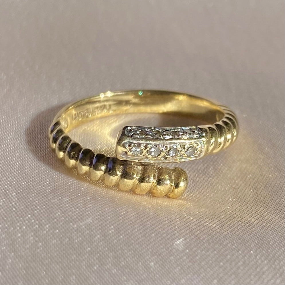 Vintage 14k Diamond Coil Wrap Ring