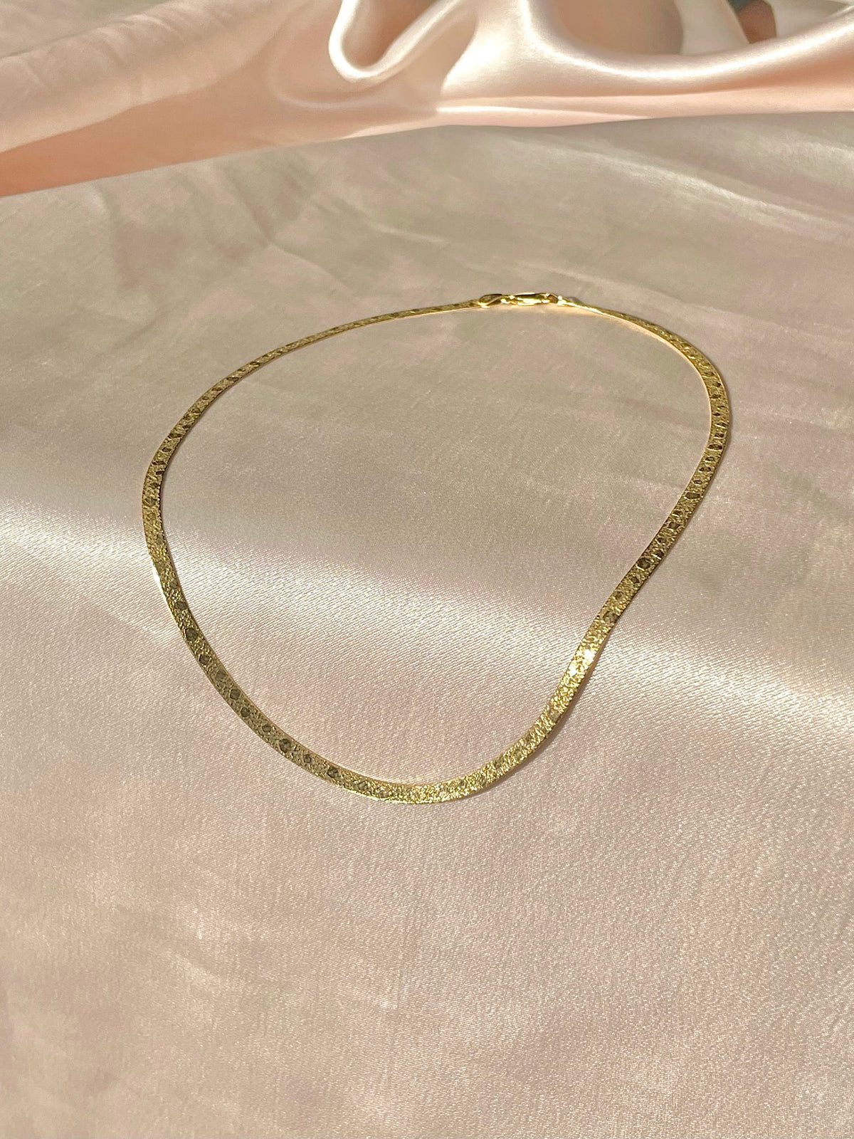 Vintage 14k Patterned Reversible Herringbone Chain 16"