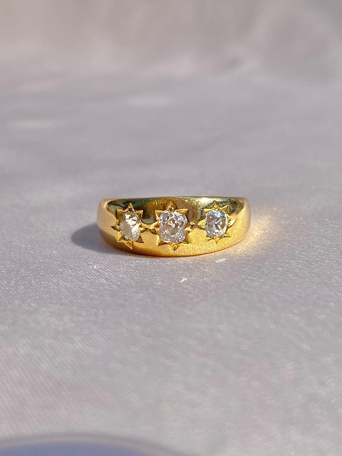 Antique 18k Trilogy Diamond Gypsy Ring 0.65cts