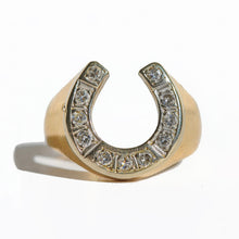 Load image into Gallery viewer, Vintage 14k Diamond Horseshoe Chunky Ring
