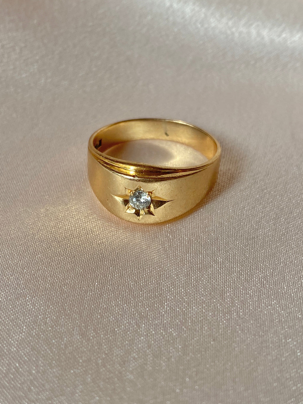 Vintage 14k Solitaire Gypsy Diamond Ring