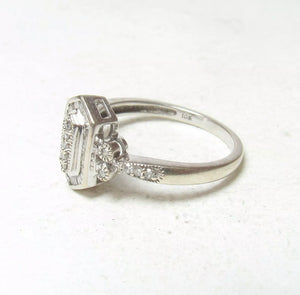 Vintage 10k Baguette Diamond Deco Cluster Ring