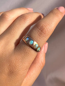Antique 9k Rose Gold Opal Cabochon Eternity Ring 1909
