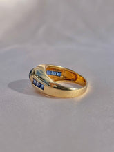 Load image into Gallery viewer, Vintage 14k Sapphire Cabochon Baguette Diamond Ring
