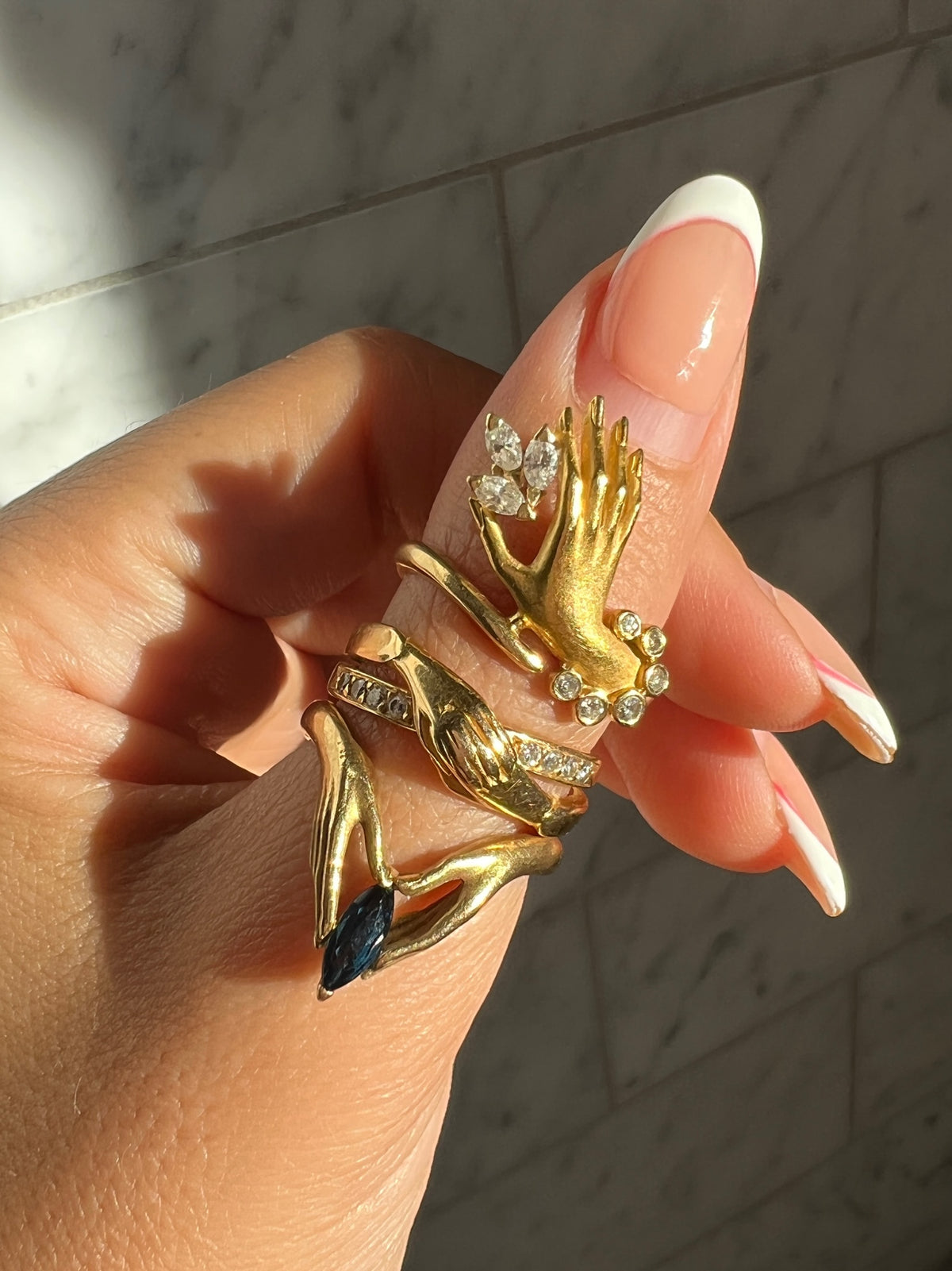 Vintage 18k Carrera y Carrera Diamond Marquise Mano Ring