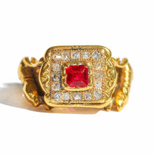 Load image into Gallery viewer, Antique 18k Ruby Diamond Greyhound Dress Ring
