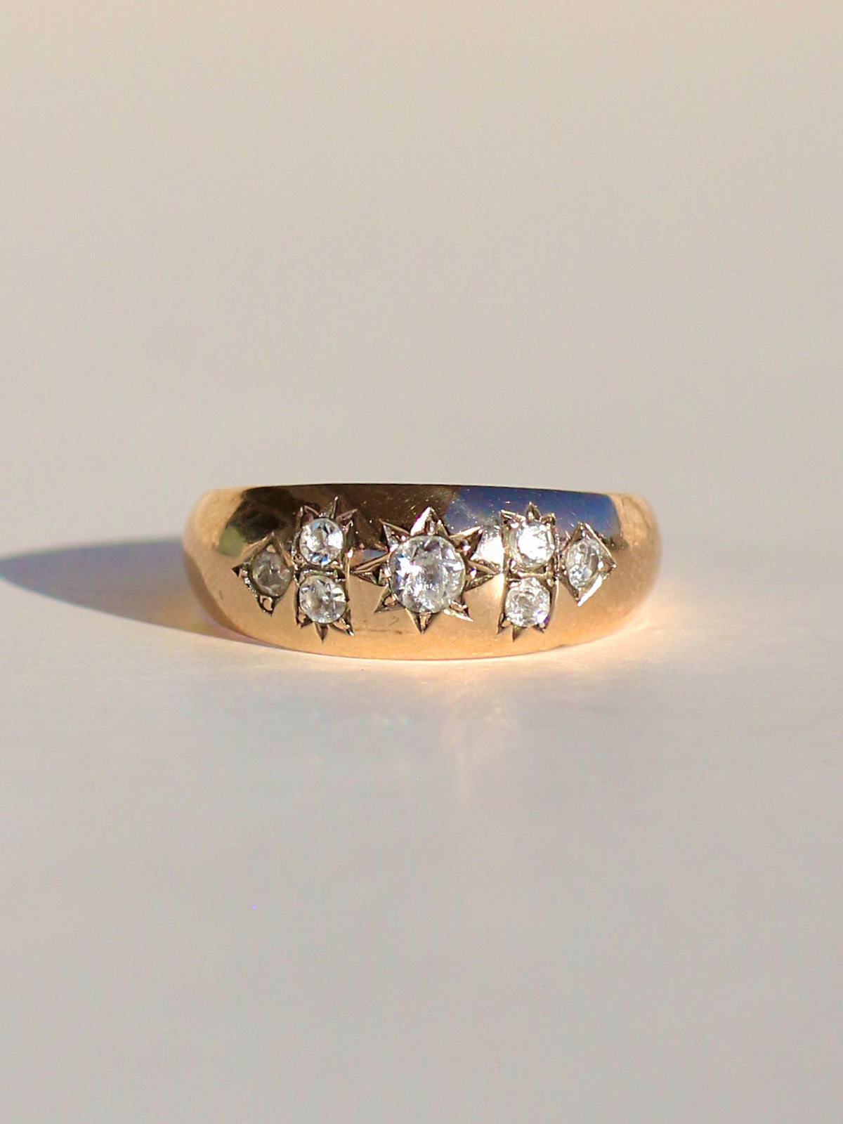 Antique 9k Crystal Rose Cut Starburst Ring