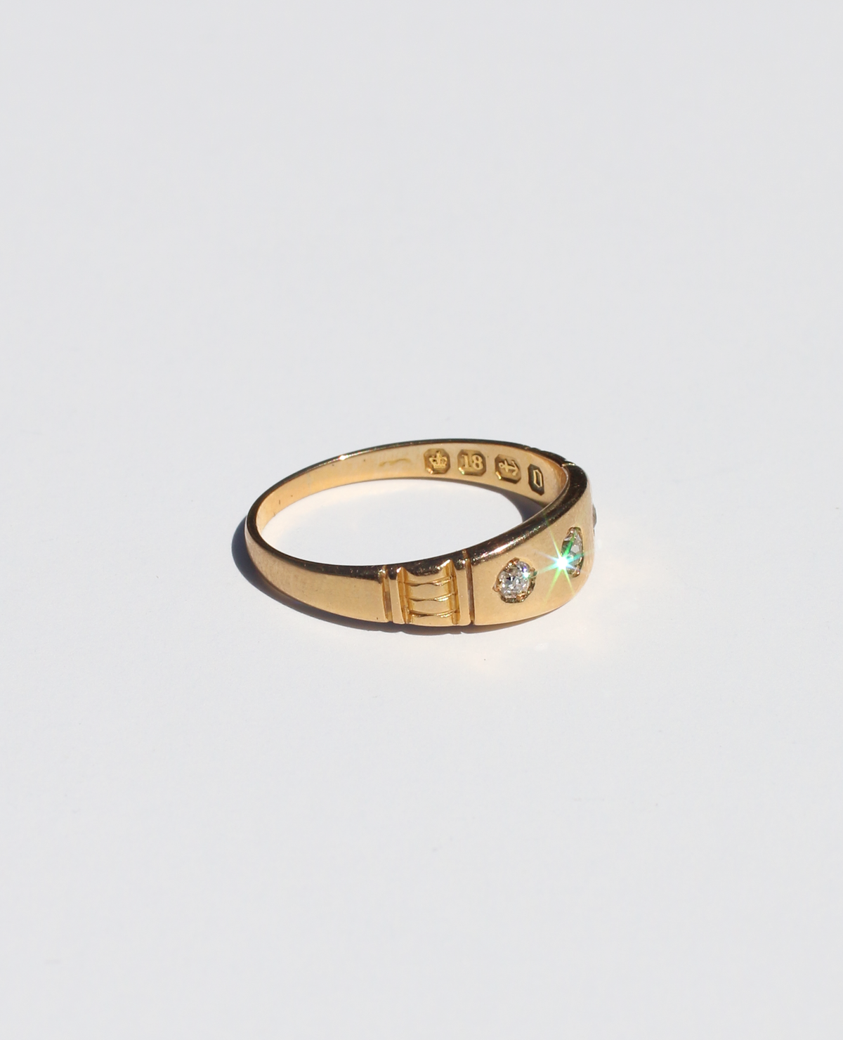 Antique 18k Flush Diamond Dot Trilogy Band 1888