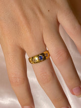 Load image into Gallery viewer, Antique 18k Gypsy Sapphire Diamond Ring
