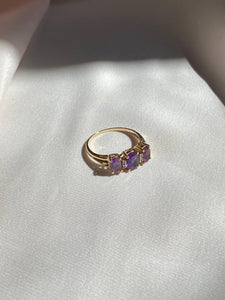 10k Tiered Amethyst Diamond Ring