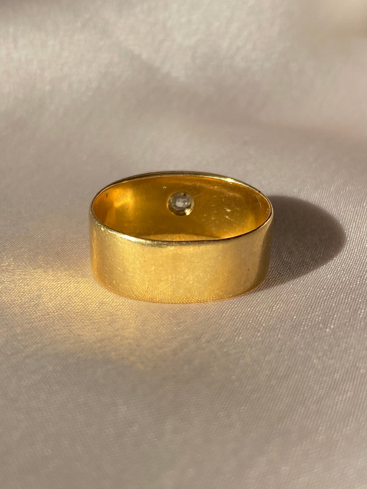Antique 18k Diamond Starburst Gypsy Band 1914