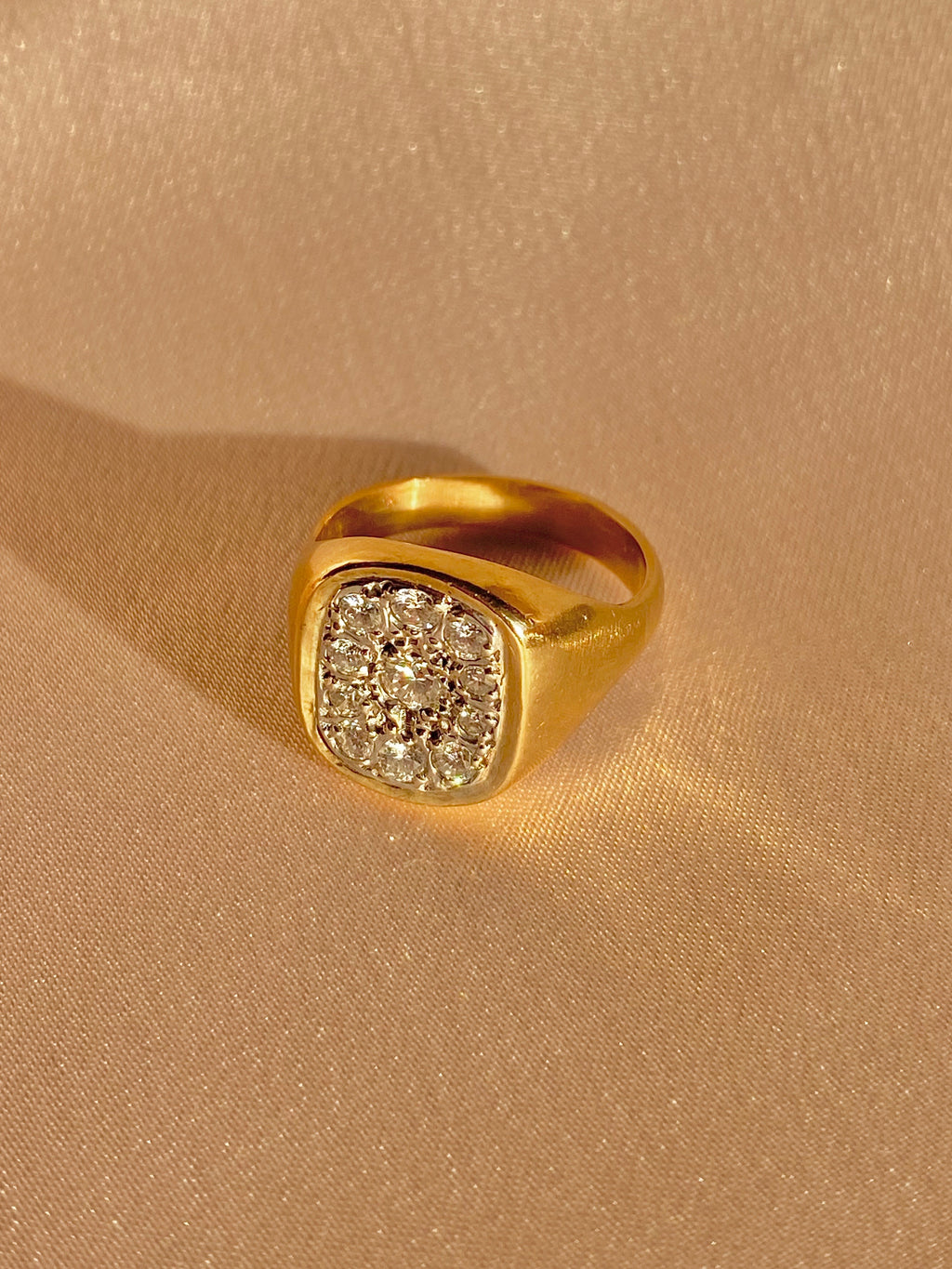 Vintage 9k Diamond Champion Signet Ring